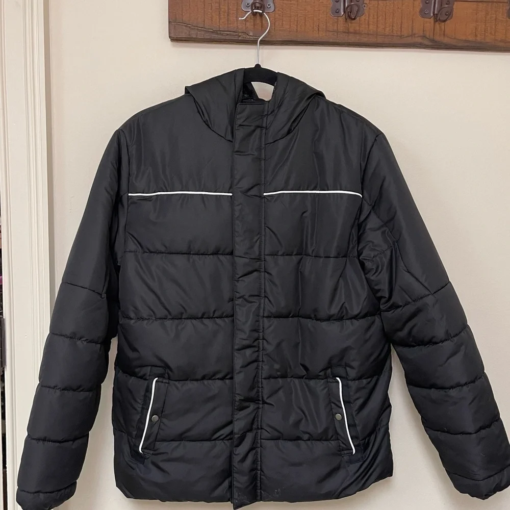 Swiss Tech: Boys Black Puffer Quilted Winter Coat, Size XXL (18)